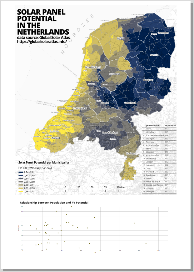 Map of Solar Panel Potential in the Netherlands
